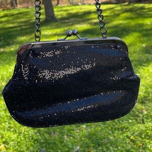Express Black Sequin Sparkle Clutch Purse